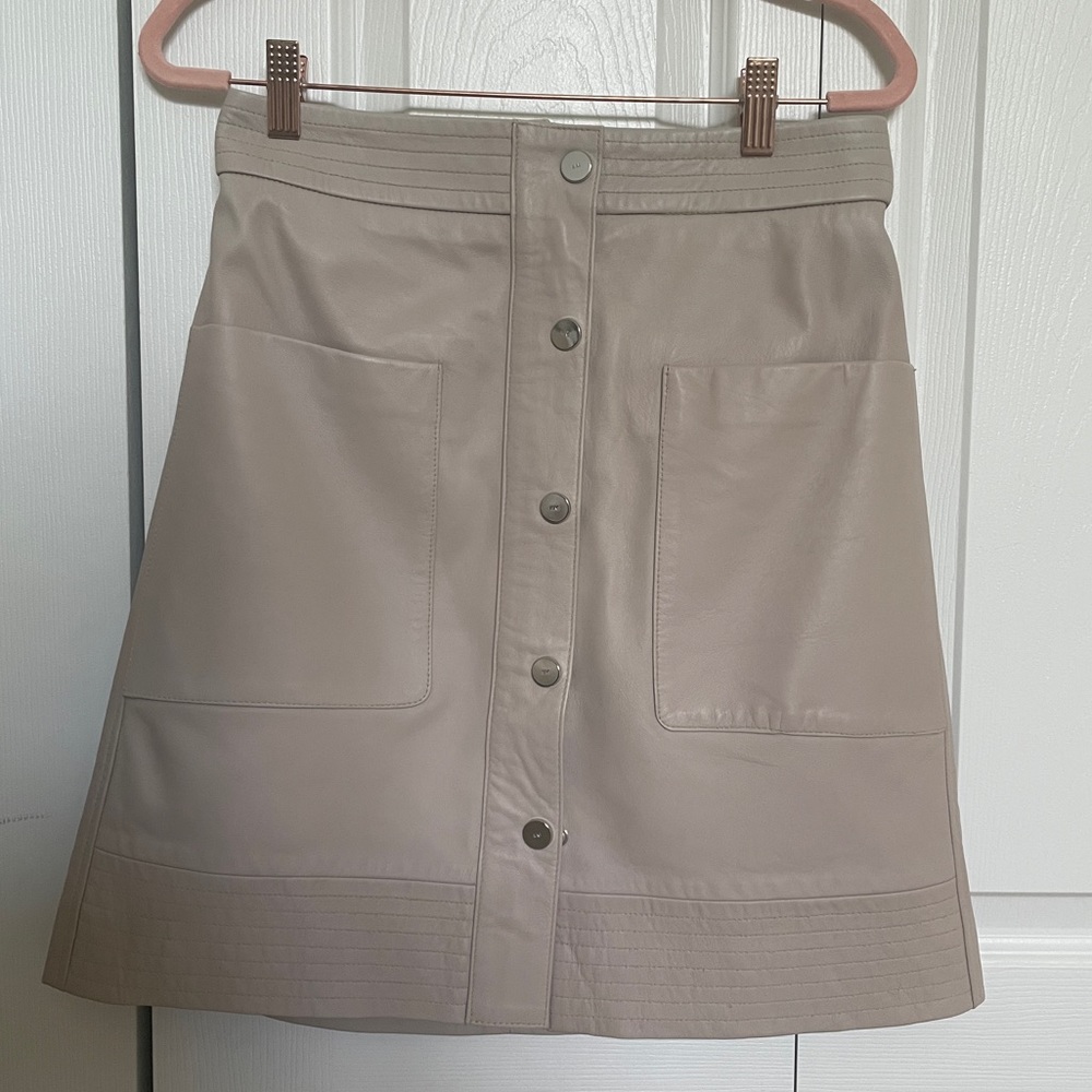 Karen Millen Nude Leather Mini Skirt